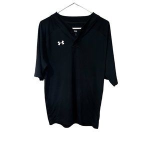 Under Armour Men's Sportswear Short Sleeve Two-Button Henley Jersey Black Size M